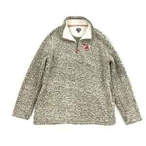 Home Free Michigan Sherpa Pullover Quarter Zip Jacket Size L Womens Cream Tan